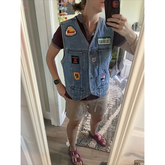 Lizwear Women’s Denim Vest Sz Medium State Park Patches Colorado Yellowstone - Picture 8 of 10